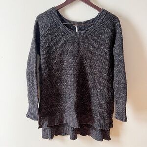 Free People Charcoal Gray Cotton/Wool Blend Pullover Sweater Size Medium